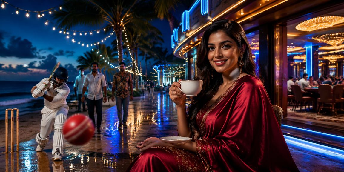 সেন্ট মার্টিন দ্বীপে সমুদ্র সৈকতে ক্রিকেট বেটিং করছেন একজন সদস্য